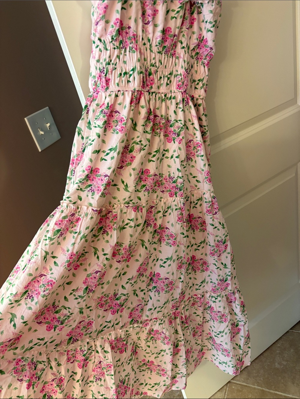 Francesca's Collections Pink Floral Maxi Dress with Tie Straps - Picture 4 of 4